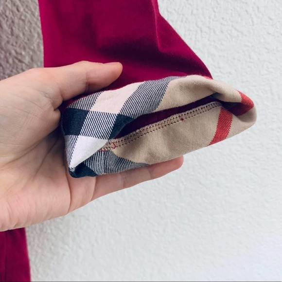 Burberry Brit v neck 3/4 long sleeve top burgundy size small - Picture 4 of 6